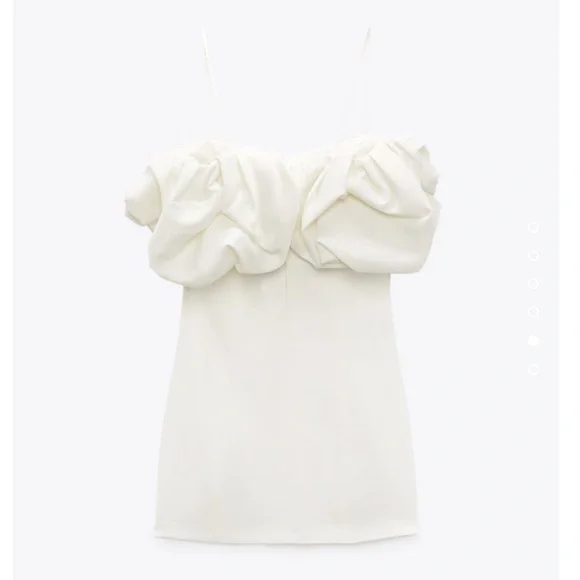 Bachelorette bridal luxurious white mini satin dress. - Picture 2 of 5